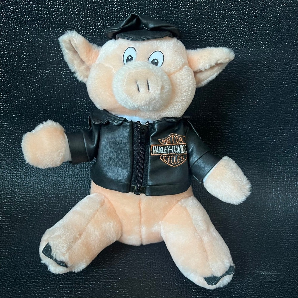 Vintage 1992 Harley Davidson Biker Pig Plush Play-By-Play 11" Stuffed Animal